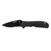 

Coast RX300 Blade Assist Folder Stainless Steel 1/2 Serrated Drop Point Knife, 3" Black Blade, Nylon Handle