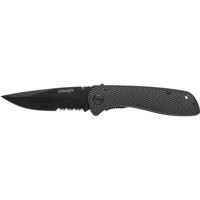 

Coast DX311 Double Lock Folder Stainless Steel 1/2 Serrated Drop Point Knife, 3.35" Black Blade, Nylon Handle