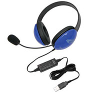 

Califone 2800BL-USB Listening First Wired Stereo Headset, 32 Ohms, 20-20KHz Frequency Response, USB 2.0 Plug, Electret Microphone, Blue