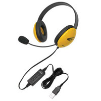 

Califone 2800YL-USB Listening First Wired Stereo Headset, 32 Ohms, 20-20KHz Frequency Response, USB 2.0 Plug, Electret Microphone, Yellow