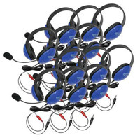 

Califone 2800BLAV-12L Listening First Stereo Headset without Case for Classroom and Language Activities, Electret Microphone, 12 Pack, Blue
