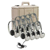 

Califone 3060AVS-12 12-Pack Teacher Approved Multimedia Stereo Headphones, With Case, 100mW Input, 25 Ohms Impedance, Silver