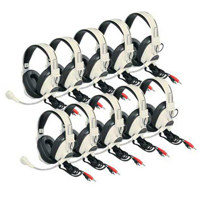 

Califone 3066AV-10L Classroom 10-Pack Deluxe Multimedia Stereo Headsets, No Case, Adjustable Headband, Dual 3.5mm Plugs, Windows & Mac Compatible