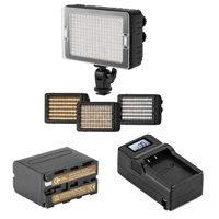 

CLAR 204 Phantom Series Bi-Color On Camera LED Light Bundle with Green Extreme NP-F970 Battery Pack, Smart Charger