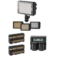 

CLAR 204 Phantom Series Bi-Color On Camera LED Light Bundle with 2x Green Extreme NP-F550 Battery Pack, Dual Charger