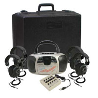 

Califone 4 Person Spirit Multimedia Learning Center, 4 3068AV Stereo/Mono Switchable Headphones, 10 Position 1210AVPS Jackbox, Carry Case