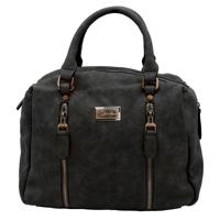 

Cameleon Sahara Satchel Handbag with Concealed Carry Compartment and Adjustable Holster, Black Textured Vegan Leather