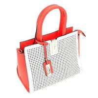 

Cameleon Artemis Handbag with Concealed Carry Compartment and Adjustable Holster, Red & White Vegan Leather