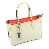 

Cameleon Calypso Handbag with Concealed Carry Compartment and Adjustable Holster, White with Red Interior Vegan Leather