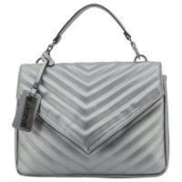 

Cameleon Aria Handbag with Concealed Carry Compartment and Adjustable Holster, Silver Quilted Vegan Leather