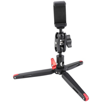

CAMVATE Robust Foldable Mini Tabletop Tripod + Smartphone Clip + Ball Head Peapod Holder with Light Stand Head
