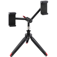 

CAMVATE Foldable Mini Tabletop Tripod + 11" Triple Articulating Magic Arm with 1/4" Threads + Double Smartphone Clips