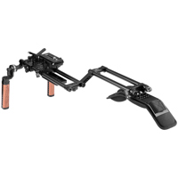 

CAMVATE Shoulder Mount Rig with Manfrotto-Style Baseplate, 2x Rosette Wood Handgrips and Lens Support for DV Camcorder