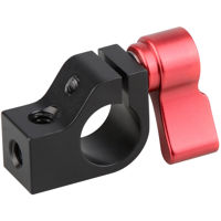 

CAMVATE Single 15mm Rod Clamp with 1/4"-20 Threads & Adjustable Red Ratchet Wingnut, Red Knob