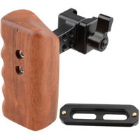 

CAMVATE Left Hand Wooden Handle Grip with Swat Rail Clamp and 2.7" Safety Rail for Select DV and DSLR Camera Cages