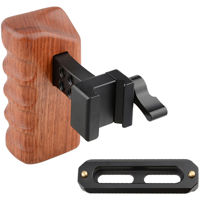 

CAMVATE Right Hand Wooden Handle Grip with Swat Rail Clamp and 2.8" Safety Rail for Select Camera Cages, Rosewood