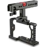

CAMVATE Handheld Camera Cage with QR Cheese Handle for Sony a6500, Black & Red Knob