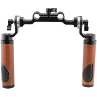 

CAMVATE ARRI-Style Leather Rosette Handle Grip and 15mm Rod Clamp Railblock for DSLR Handle Shoulder Rig, Brown, 2-Pack