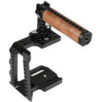 

CAMVATE Half Camera Cage with Wooden Top Handle and Shoe Mount for Blackmagic Pocket Cinema Camera 4K