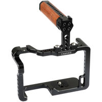

CAMVATE Camera Cage with Wood Top Handle and Two Shoe Mounts for Panasonic Lumix GH5