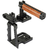 

CAMVATE Half Cage with Wood Top Handle and Mobile Hard Disk T5 Clamp for BMPCC 4K