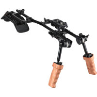 

CAMVATE Shoulder Mount Rig with Manfrotto-Style QR Plate and Dual Adjustable Wood Handgrip for DSLR Camera / DV Camcorder