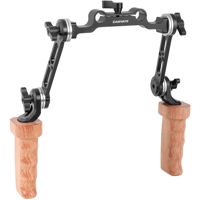 

CAMVATE Dual Wooden Handgrip with ARRI Rosette Extension Arm & 15mm Railblock for DLSR Camera Shoulder Rig