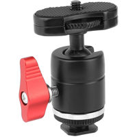 

CAMVATE 1/4"-20 Male Thread Mini Ball Head with Shoe Mount Adapter & Red Ratchet Locking Knob