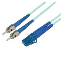 

Camplex 108.2' OM3 50/125 Multimode Duplex ST to LC Fiber Optic Patch Cable, 10-Gigabit Applications, Aqua