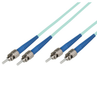 

Camplex 49.2' OM3 50/125 Multimode Duplex ST to ST Fiber Optic Patch Cable, 10-Gigabit Applications, Aqua