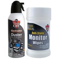 

Falcon Dust-Off 10 oz Compressed Gas Disposable Duster Spray Can and 80x Anti-Static Monitor Wipes, Combo