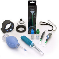 

Visible Dust Sony E-mount Pro Bundle B Sensor Cleaning Set with 1.0x Green Vswabs, Includes Arctic Butterfly 724 Super Bright, Quasar Plus Sensor Loupe 7x, Sensor Clean & VDust Plus Cleaning Liquid, CurVswab Set, Improved Zeeion Sensor Blower, FlexoDome f