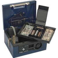 

Carl Security Box with Dual Lock, Removable Inner Cash/Coin Tray, Blue