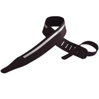 

ChromaCast Speed Series Leather Racing Stripe Guitar Strap with Suede Back, Black with Silver Stripe