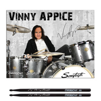 

ChromaCast Vinny Appice Signature 5B Autographed USA Hickory Drumsticks and Signed Poster Collector's Pack, Black