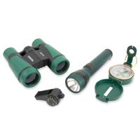 

Carson 5x30mm Weather Resistant Roof Prism Binocular AdventurePak, Kid's Outdoor Adventure Set, 8.2 Degree Angle of View, Green