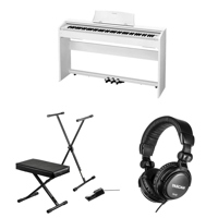 

Casio PX-770 Privia 88-Key Digital Console Piano, White, Bundle with H&A Monitor Headphones & H&A Keyboard Stand Bench Pedal