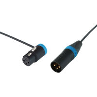 

Cable Techniques 24" Premium Low Profile Right-Angle XLR-3F to XLR-3M Straight Microphone Cable, Blue Caps