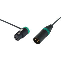 

Cable Techniques 24" Premium Low Profile Right-Angle XLR-3F to XLR-3M Straight Microphone Cable, Green Caps