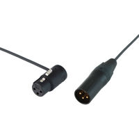 

Cable Techniques 24" Premium Low Profile Right-Angle XLR-3F to XLR-3M Straight Microphone Cable, Black Caps