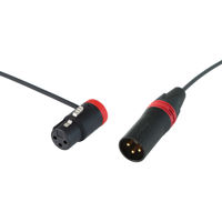 

Cable Techniques 24" Premium Low Profile Right-Angle XLR-3F to XLR-3M Straight Microphone Cable, Red Caps