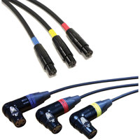 

Cable Techniques 18" XLR-3F Right Angle to TA3F Balanced UCR Receiver Cables, Set of 3, Red, Blue, Yellow XLR Ring