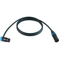 

Cable Techniques 10' Premium Low Profile Right-Angle XLR-3F to XLR-3M Straight Mogami W2893 Microphone Cable, Blue Cap/Ring