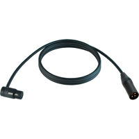 

Cable Techniques 10' Premium Low Profile Right-Angle XLR-3F to XLR-3M Straight Mogami W2893 Microphone Cable, Black Cap/Ring