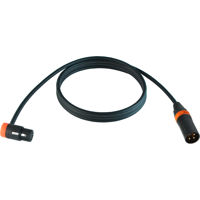 

Cable Techniques 10' Premium Low Profile Right-Angle XLR-3F to XLR-3M Straight Mogami W2893 Microphone Cable, Orange Cap/Ring