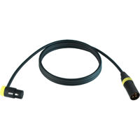 

Cable Techniques 15' Premium Low Profile Right-Angle XLR-3F to XLR-3M Straight Mogami W2893 Microphone Cable, Yellow Cap/Ring
