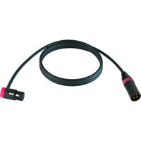 

Cable Techniques 15' Premium Low Profile Right-Angle XLR-3F to XLR-3M Straight Mogami W2549 Microphone Cable, Purple Cap/Ring