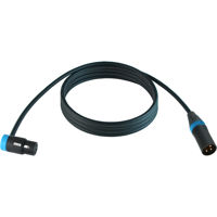

Cable Techniques 25' Premium Low Profile Right-Angle XLR-3F to XLR-3M Straight Mogami W2549 Microphone Cable, Blue Cap/Ring