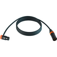 

Cable Techniques 25' Premium Low Profile Right-Angle XLR-3F to XLR-3M Straight Mogami W2549 Microphone Cable, Orange Cap/Ring