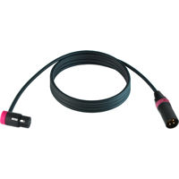

Cable Techniques 25' Premium Low Profile Right-Angle XLR-3F to XLR-3M Straight Mogami W2549 Microphone Cable, Purple Cap/Ring
